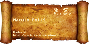 Matula Balló névjegykártya